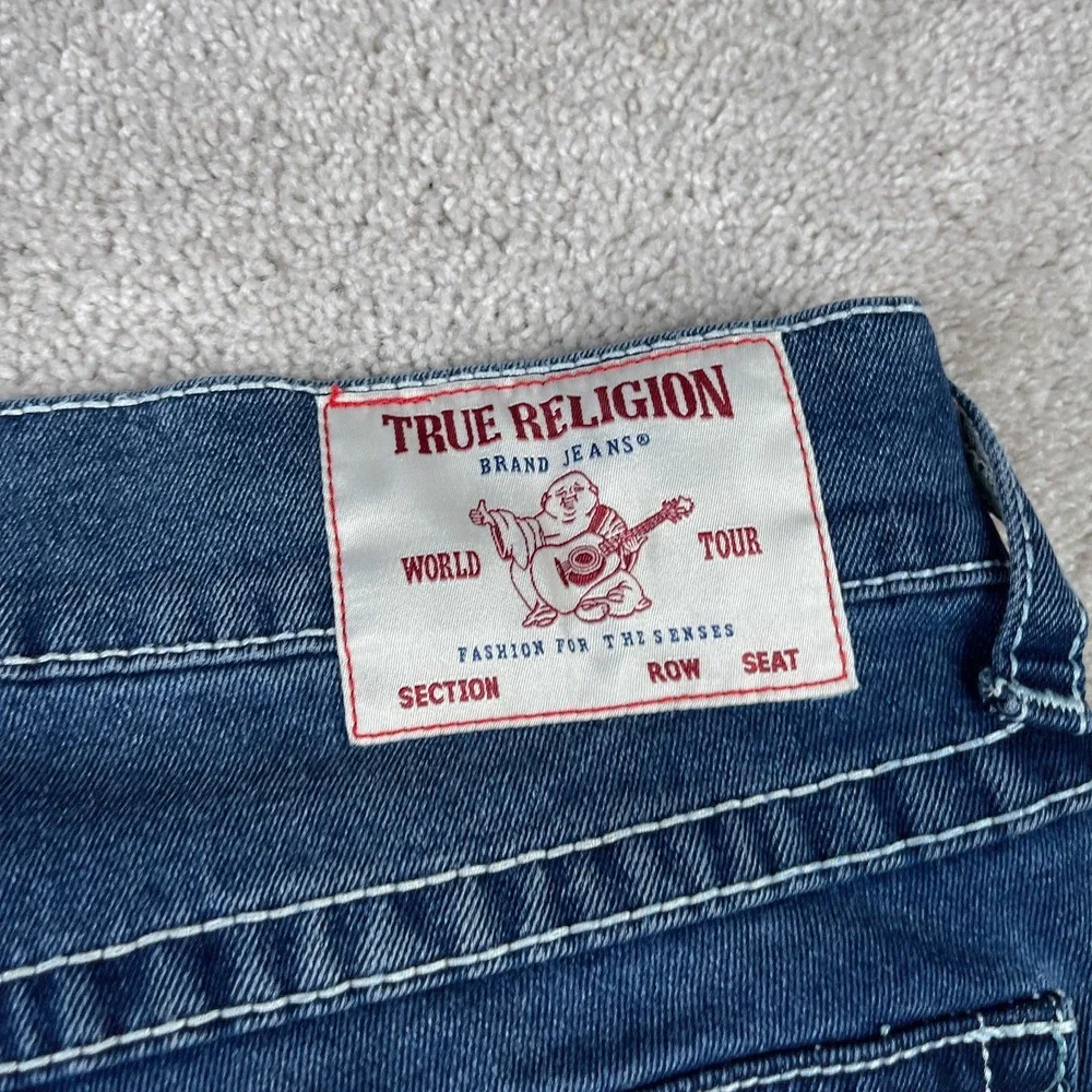 True Religion Jeans Mens 36x31 Blue Geno Relaxed Slim Flap Pockets Stretch Denim